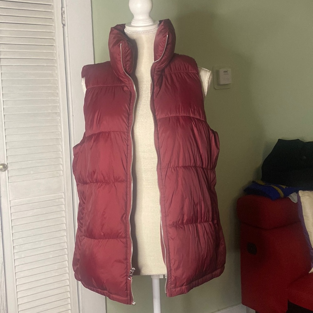 Dark Red Bubble Vest From Old Navy